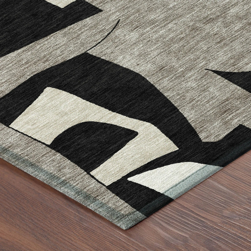 3' X 5' Black And Ivory Geometric Washable Indoor Outdoor Area Rug Homeroots Outdoor