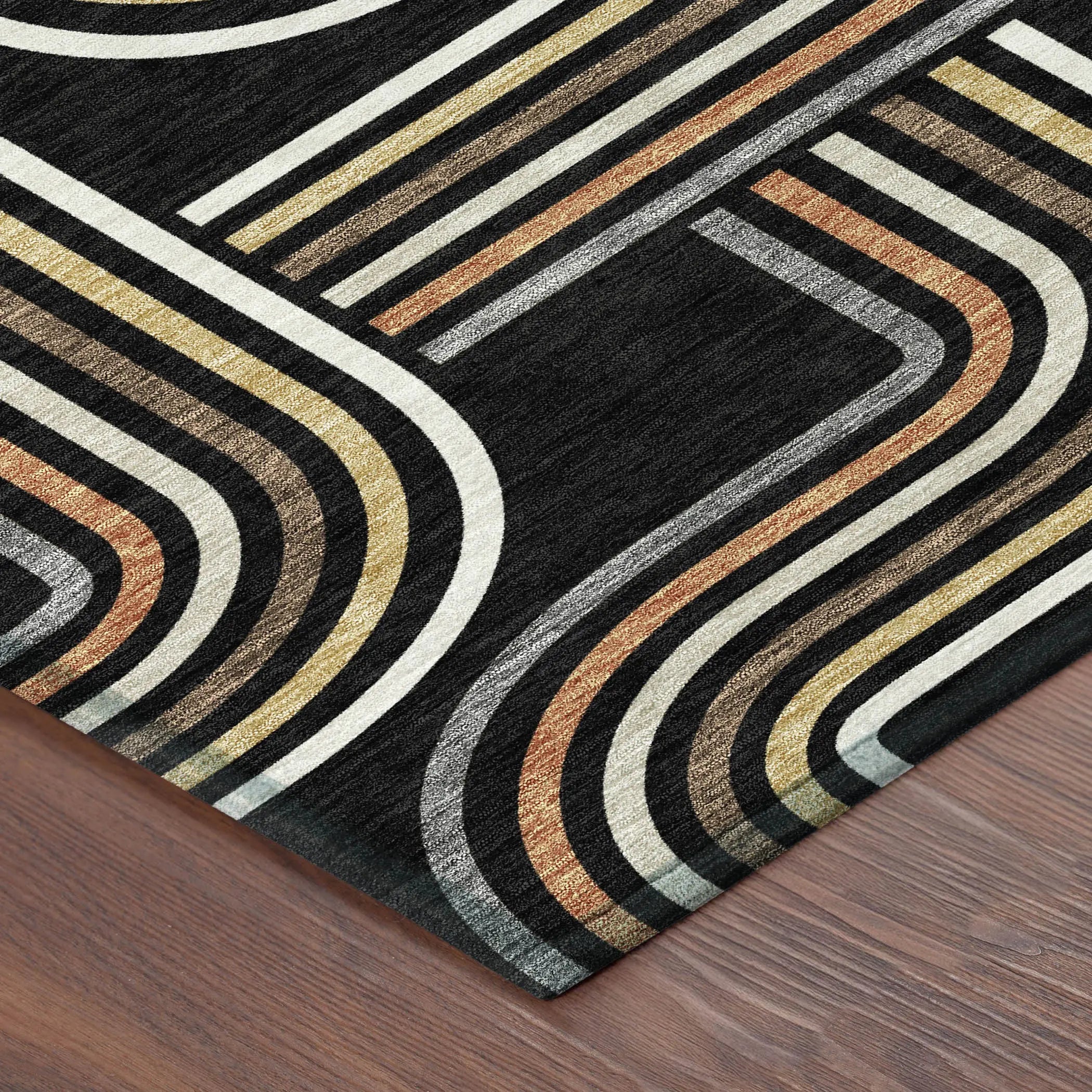 3' X 5' Black And Ivory Geometric Washable Indoor Outdoor Area Rug Homeroots Outdoor