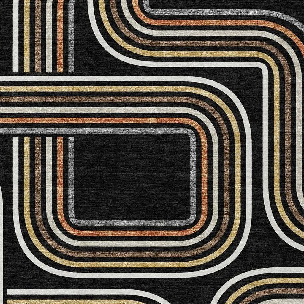 3' X 5' Black And Ivory Geometric Washable Indoor Outdoor Area Rug Homeroots Outdoor
