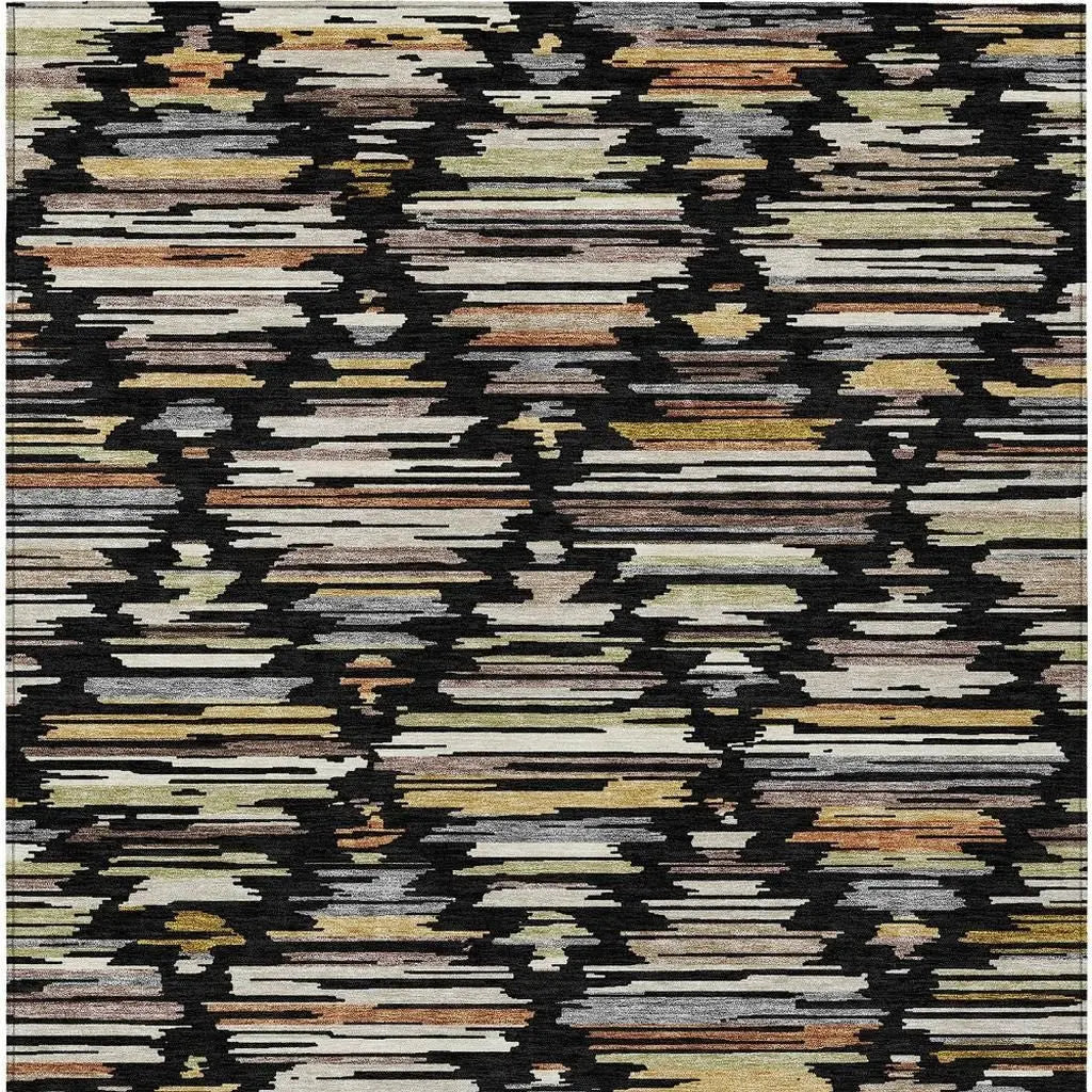 3' X 5' Black And Ivory Southwestern Washable Indoor Outdoor Area Rug Homeroots Outdoor