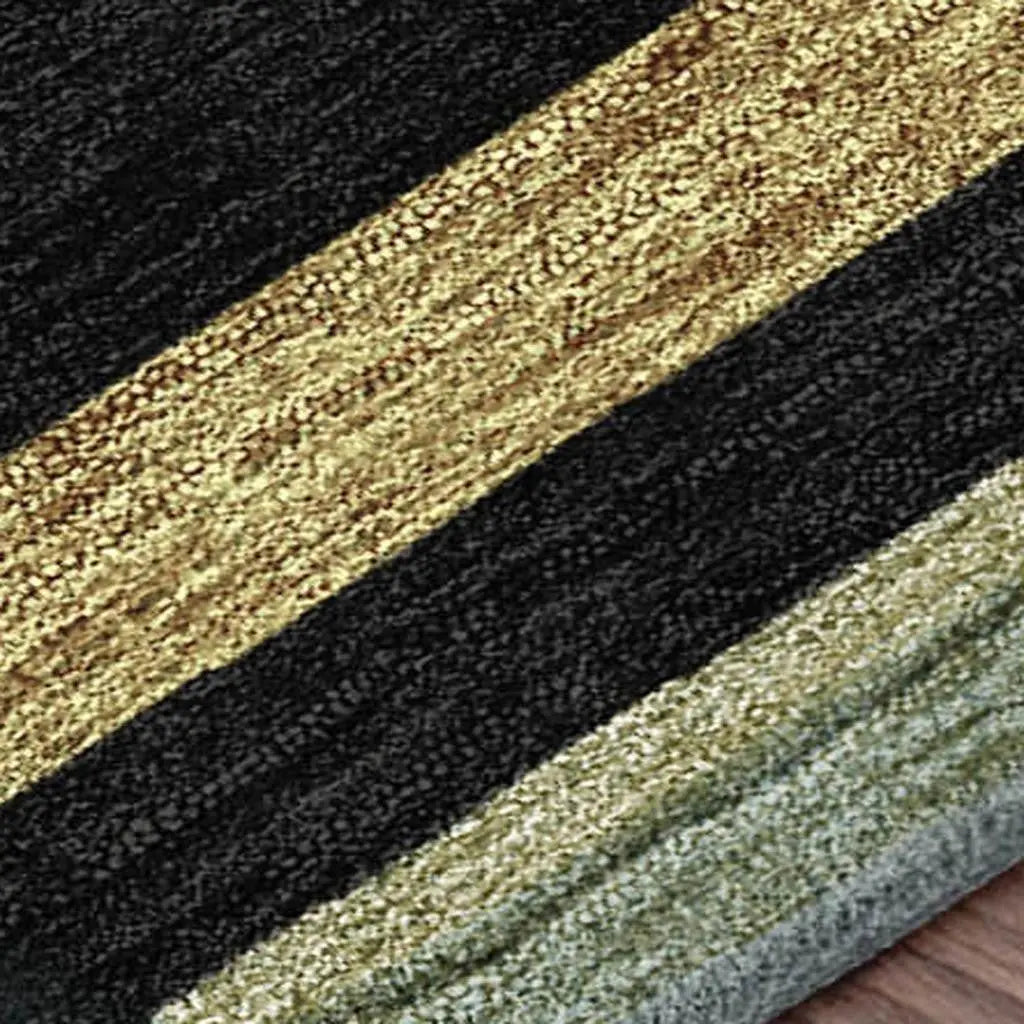 3' X 5' Black And Ivory Striped Washable Indoor Outdoor Area Rug Homeroots Outdoor