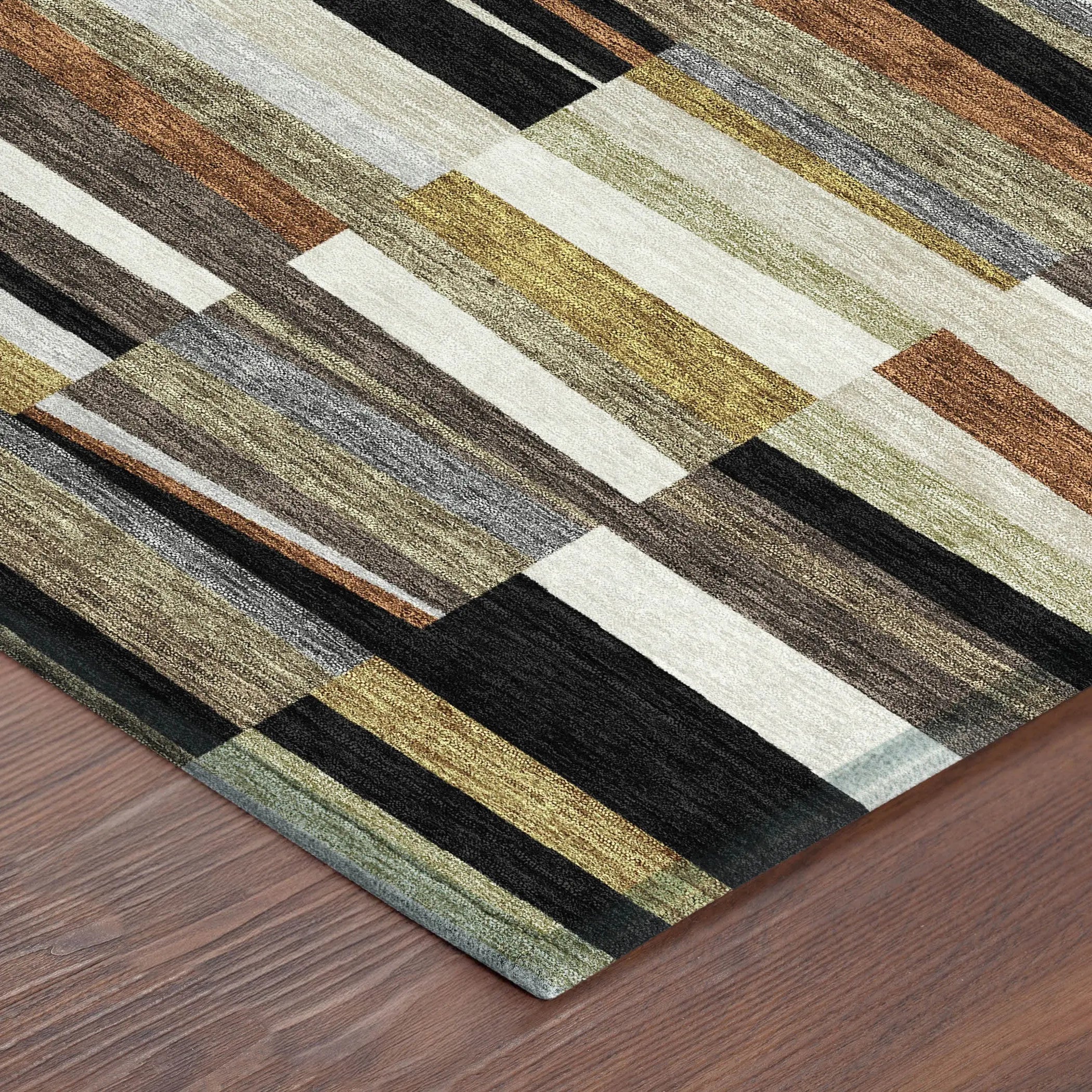 3' X 5' Black And Ivory Striped Washable Indoor Outdoor Area Rug Homeroots Outdoor