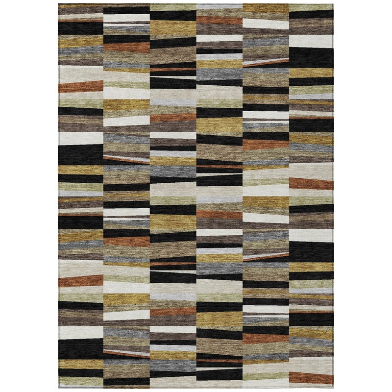 3' X 5' Black And Ivory Striped Washable Indoor Outdoor Area Rug Homeroots Outdoor