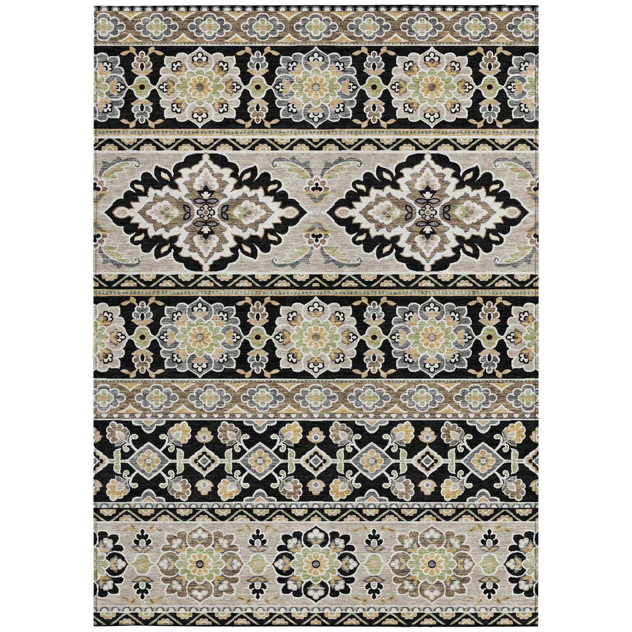 3' X 5' Black And Ivory Tribal Washable Indoor Outdoor Area Rug Homeroots Outdoor