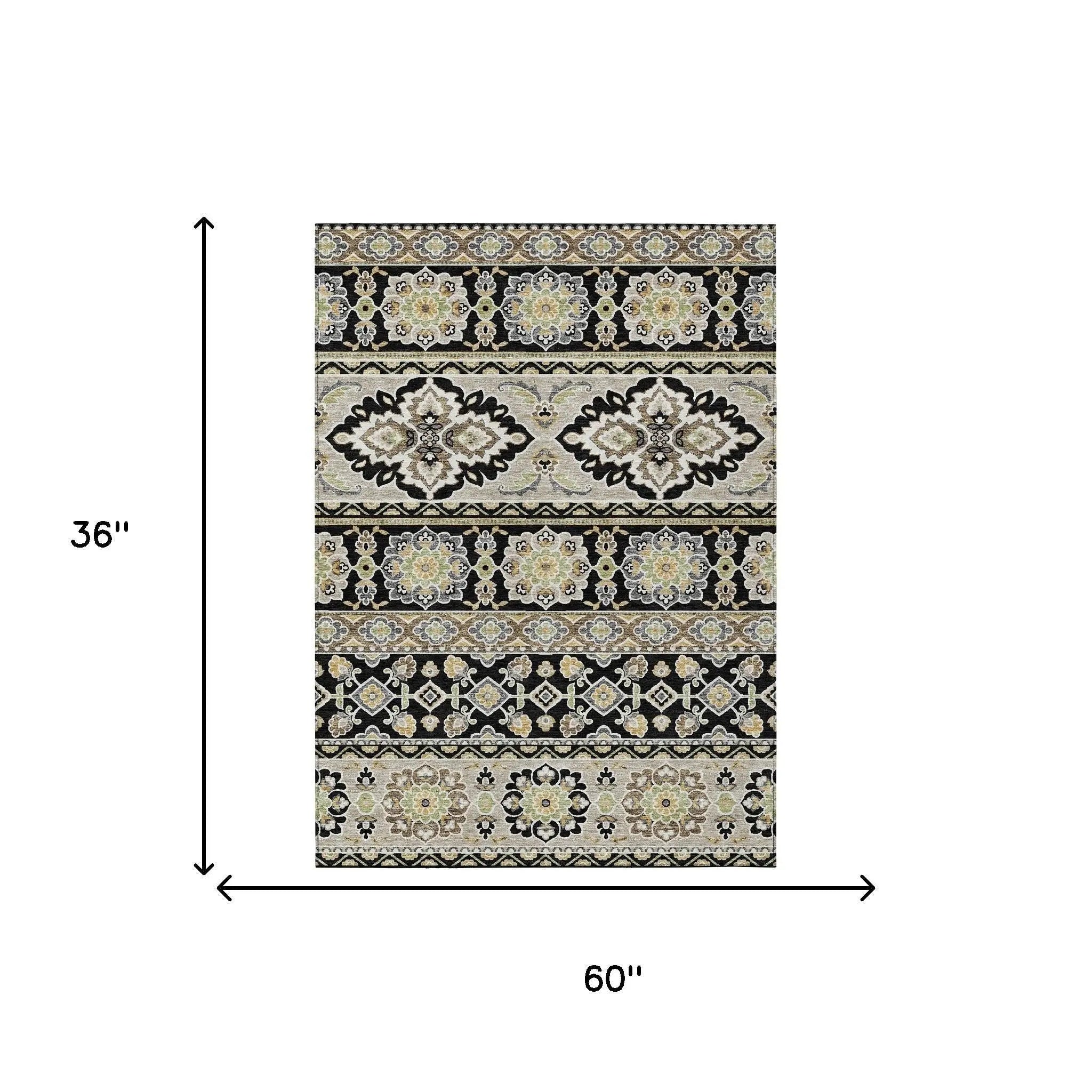3' X 5' Black And Ivory Tribal Washable Indoor Outdoor Area Rug Homeroots Outdoor