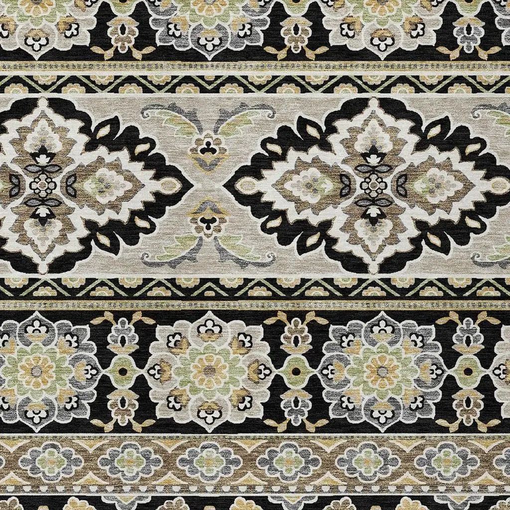3' X 5' Black And Ivory Tribal Washable Indoor Outdoor Area Rug Homeroots Outdoor