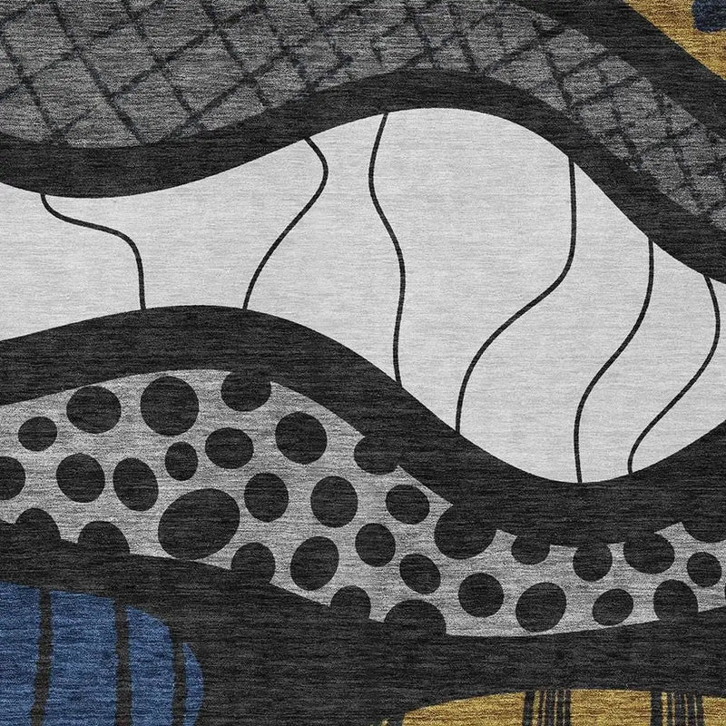3' X 5' Black And Khaki Abstract Washable Indoor Outdoor Area Rug Homeroots Outdoor