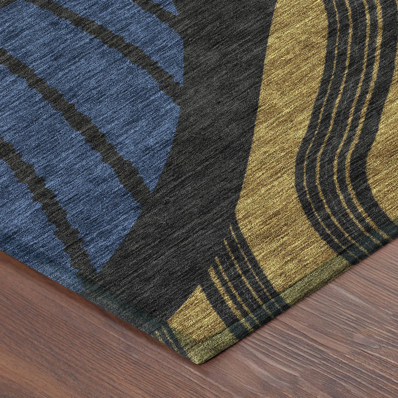 3' X 5' Black And Khaki Abstract Washable Indoor Outdoor Area Rug Homeroots Outdoor