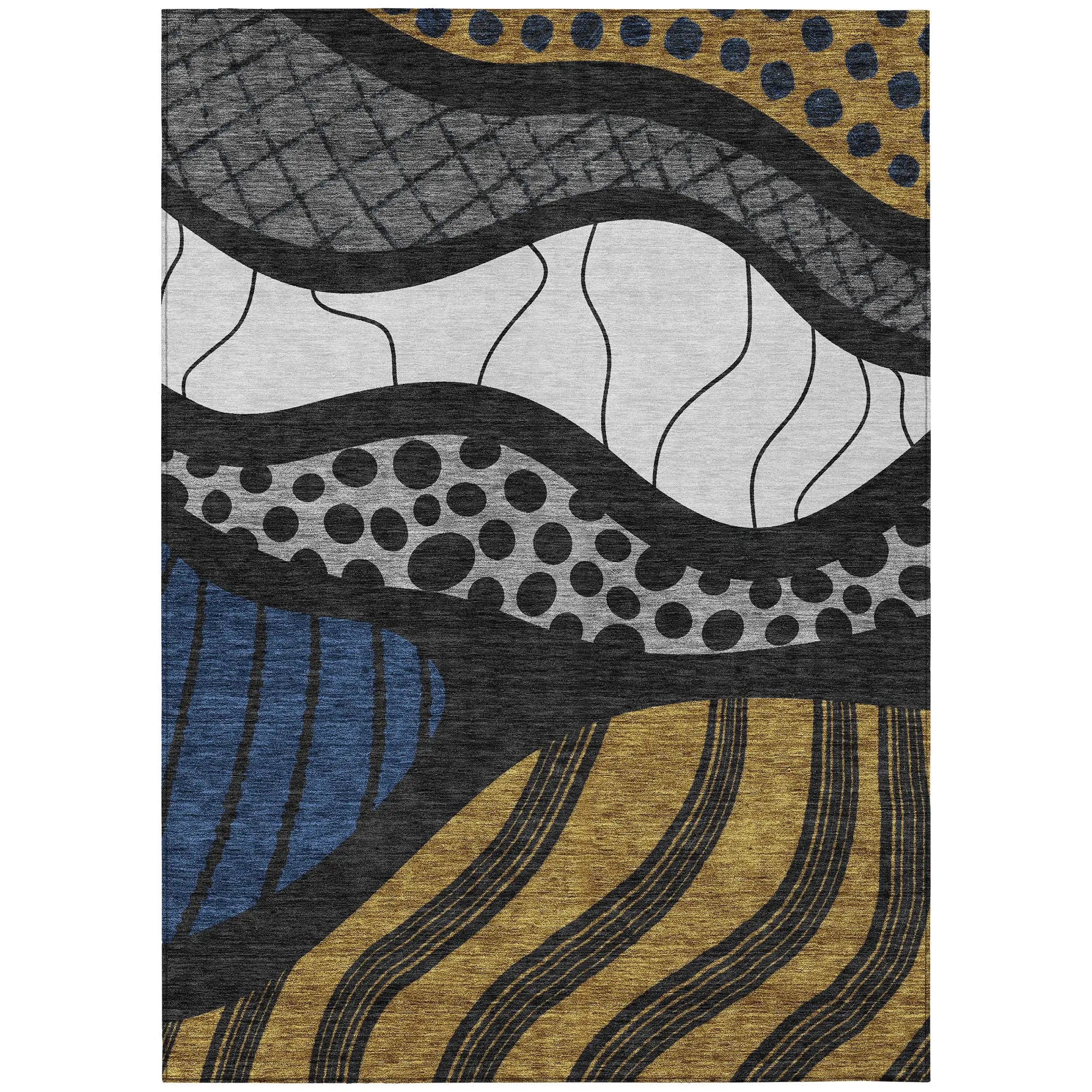 3' X 5' Black And Khaki Abstract Washable Indoor Outdoor Area Rug Homeroots Outdoor