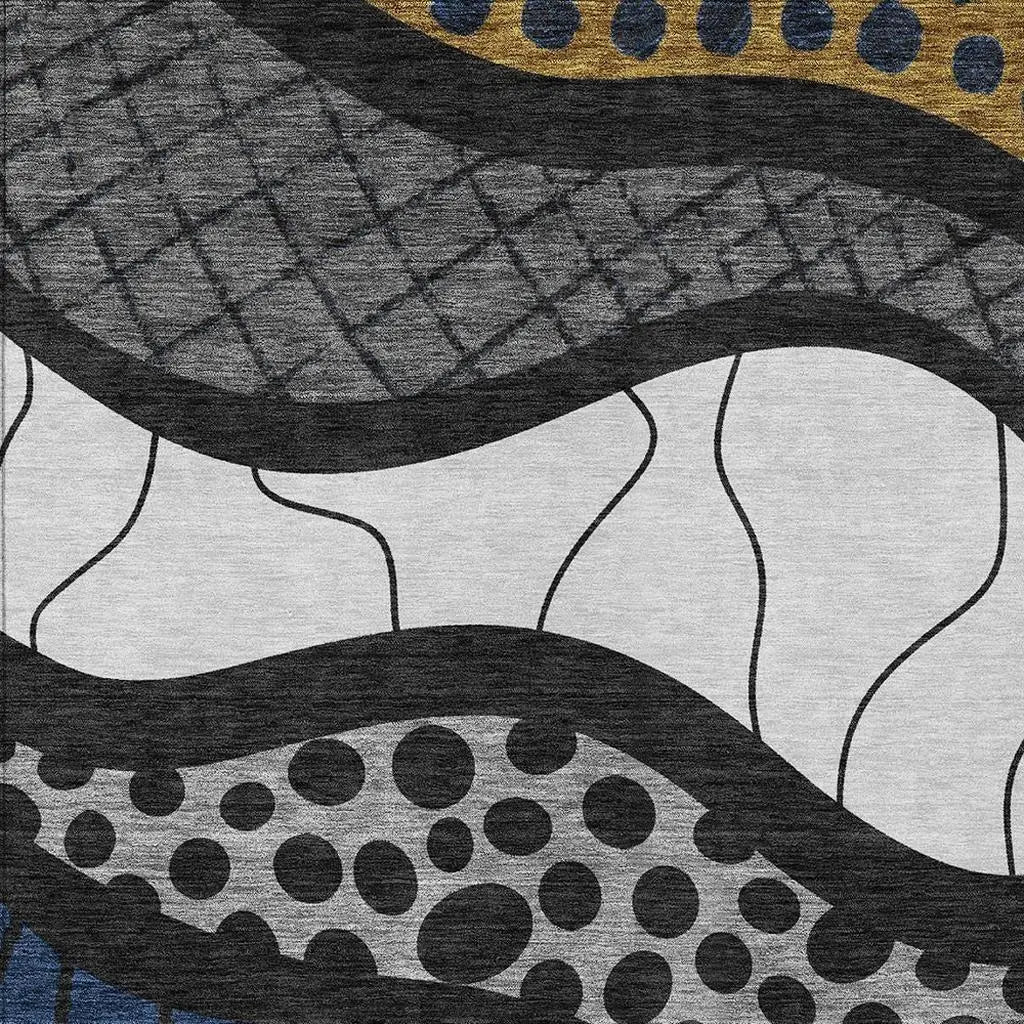 3' X 5' Black And Khaki Abstract Washable Indoor Outdoor Area Rug Homeroots Outdoor