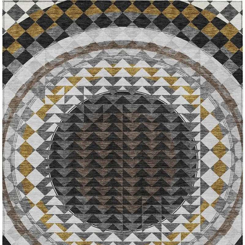 3' X 5' Black And Linen Geometric Washable Indoor Outdoor Area Rug Homeroots Outdoor