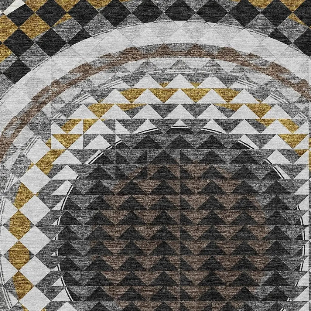 3' X 5' Black And Linen Geometric Washable Indoor Outdoor Area Rug Homeroots Outdoor