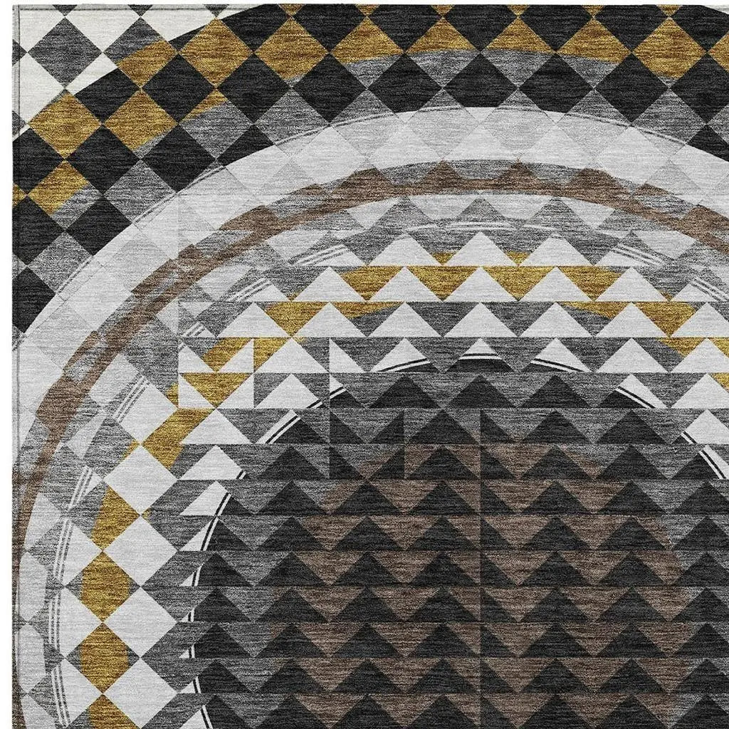 3' X 5' Black And Linen Geometric Washable Indoor Outdoor Area Rug Homeroots Outdoor