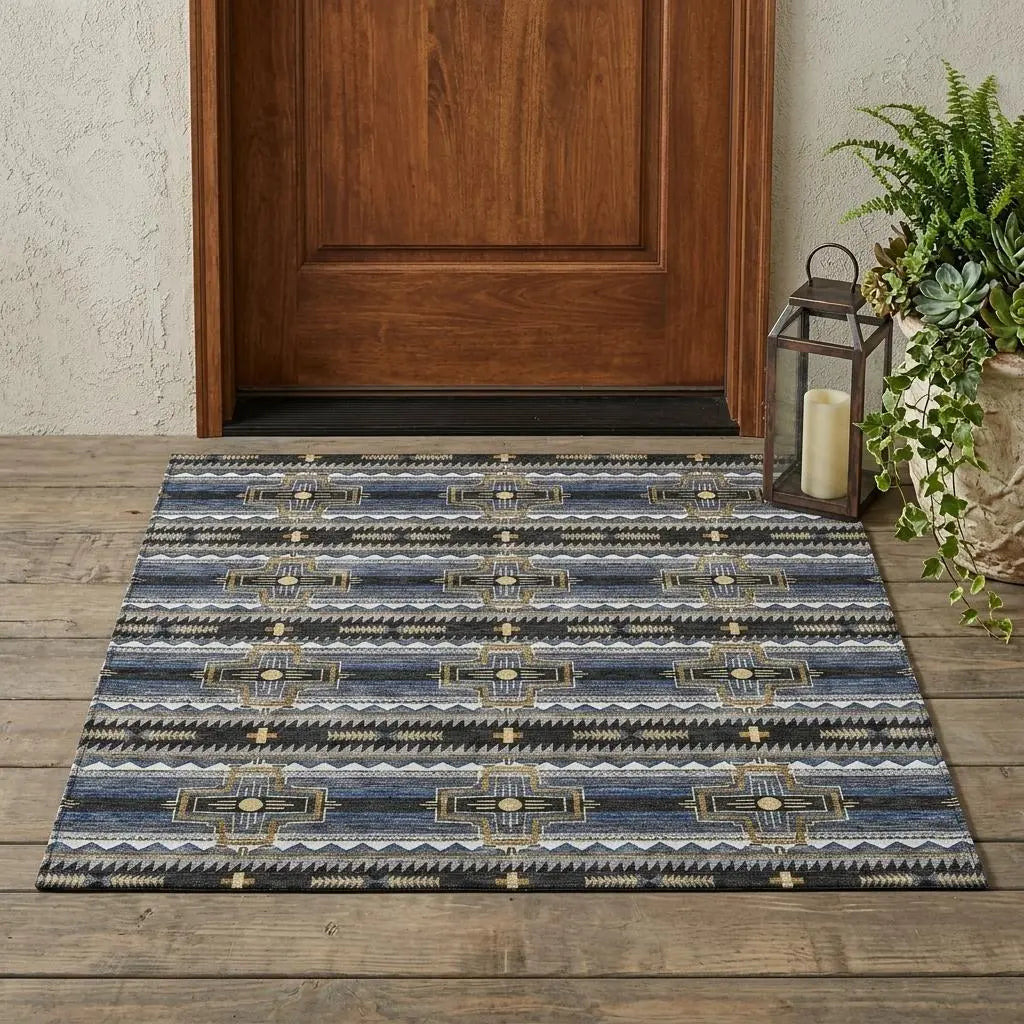 3' X 5' Black And Mauve Tribal Washable Indoor Outdoor Area Rug Homeroots Outdoor