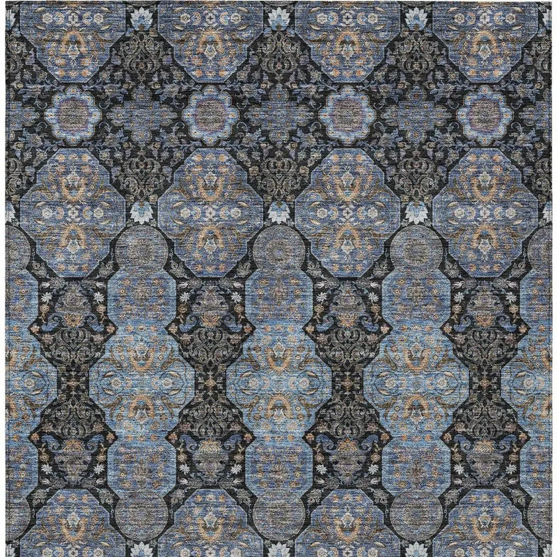 3' X 5' Black And Navy Blue Floral Washable Indoor Outdoor Area Rug Homeroots Outdoor