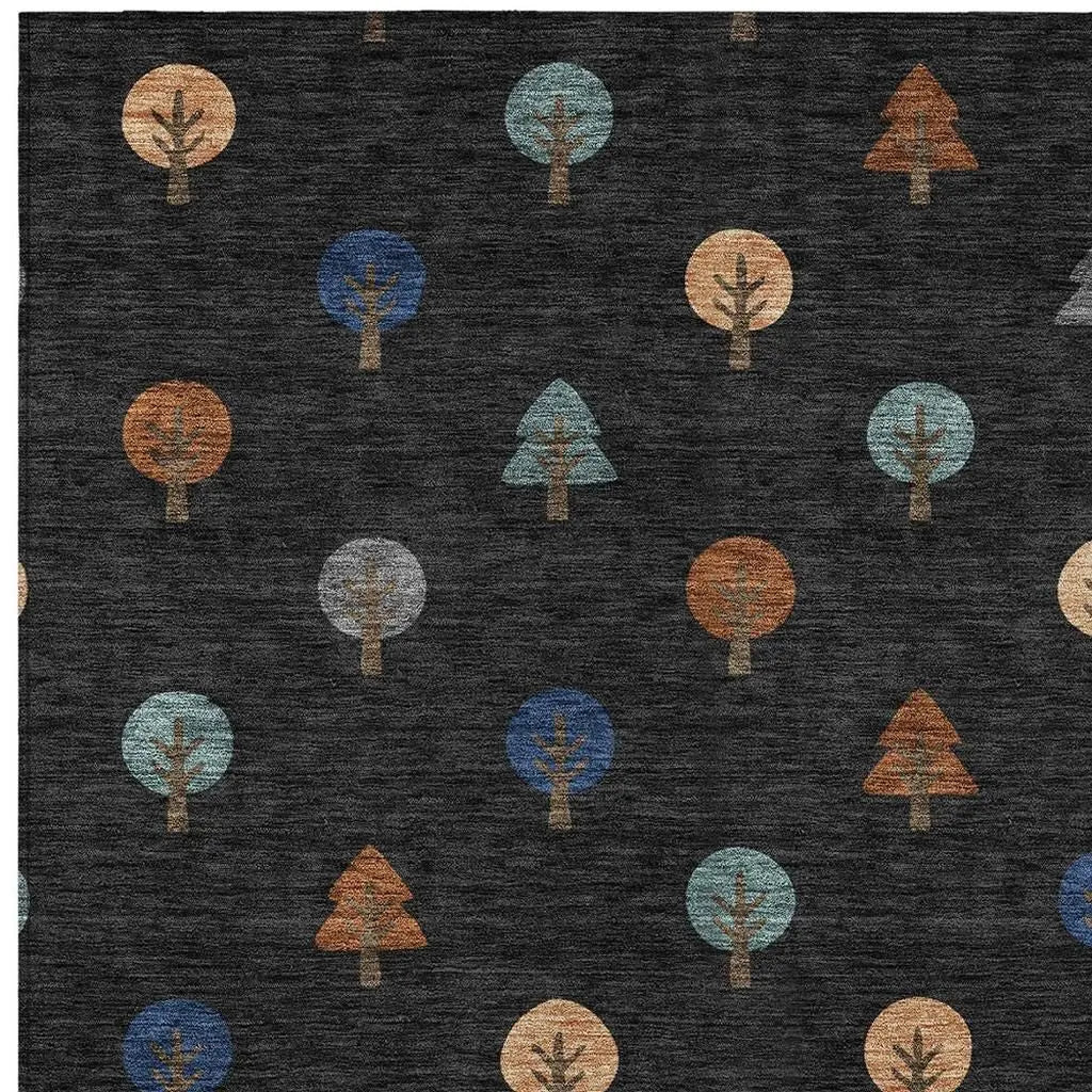 3' X 5' Black And Navy Blue Geometric Washable Indoor Outdoor Area Rug Homeroots Outdoor