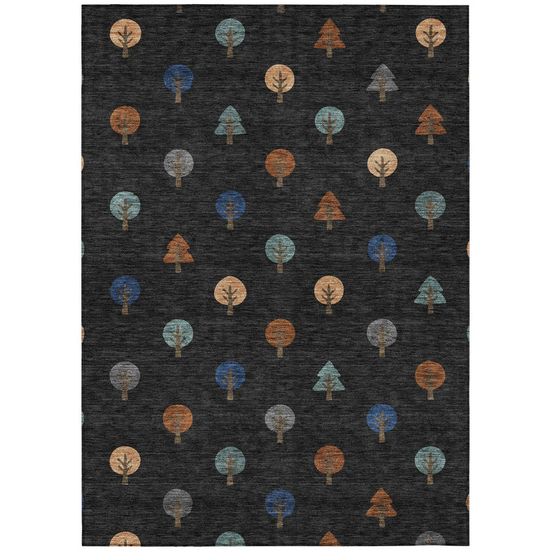 3' X 5' Black And Navy Blue Geometric Washable Indoor Outdoor Area Rug Homeroots Outdoor