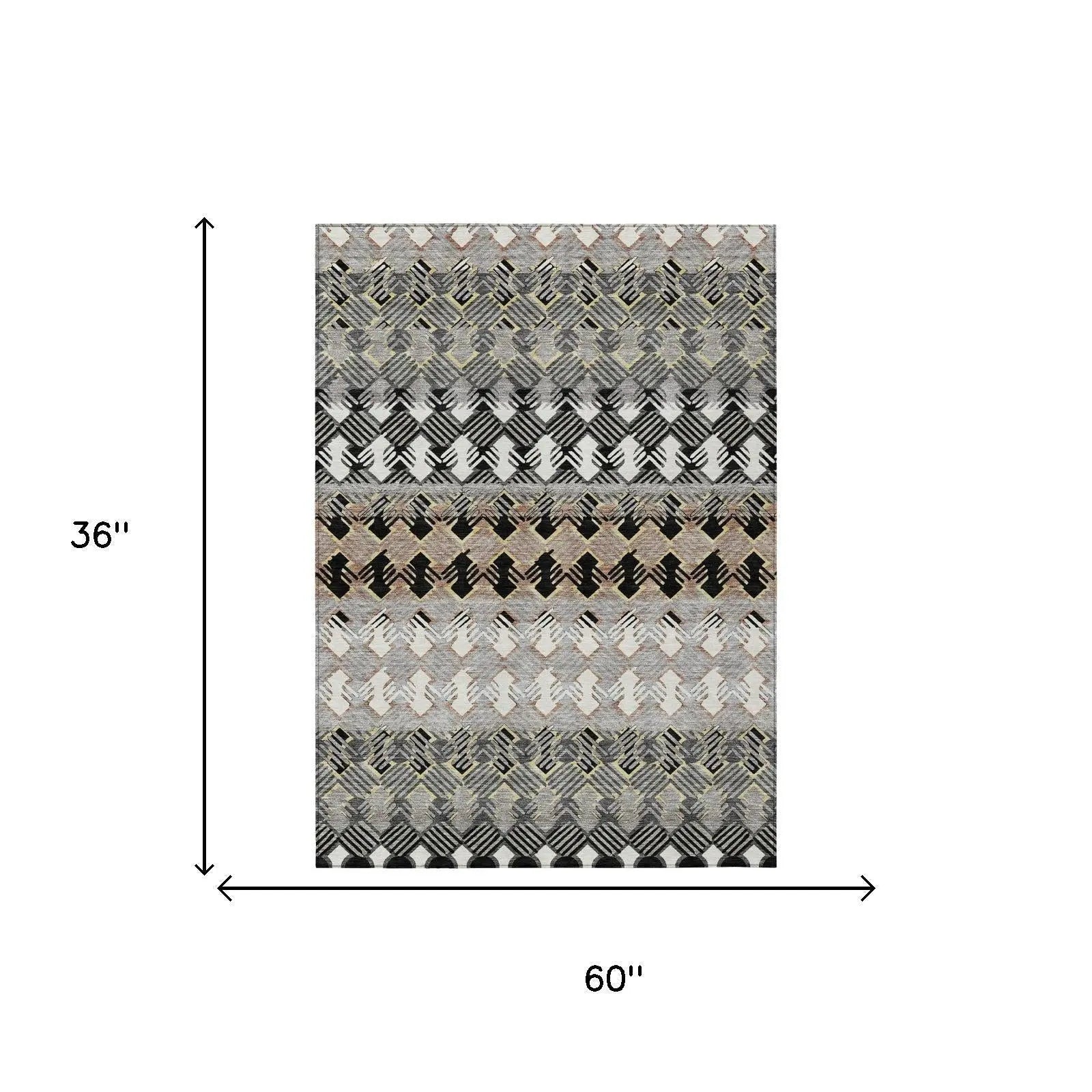 3' X 5' Black And Pewter Striped Washable Indoor Outdoor Area Rug Homeroots Outdoor