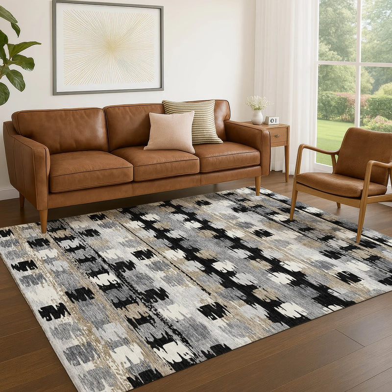 3' X 5' Black And Purple Abstract Washable Indoor Outdoor Area Rug Homeroots Outdoor