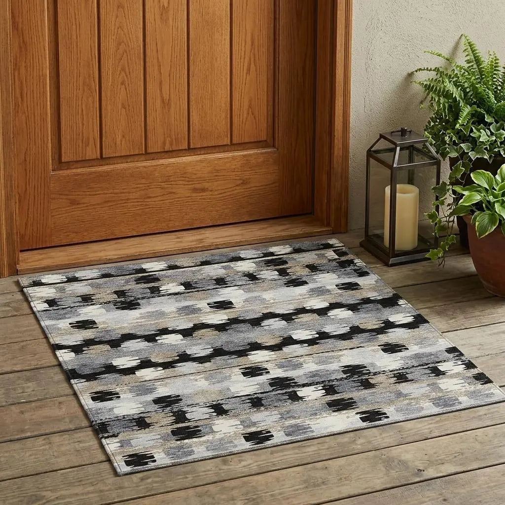 3' X 5' Black And Purple Abstract Washable Indoor Outdoor Area Rug Homeroots Outdoor