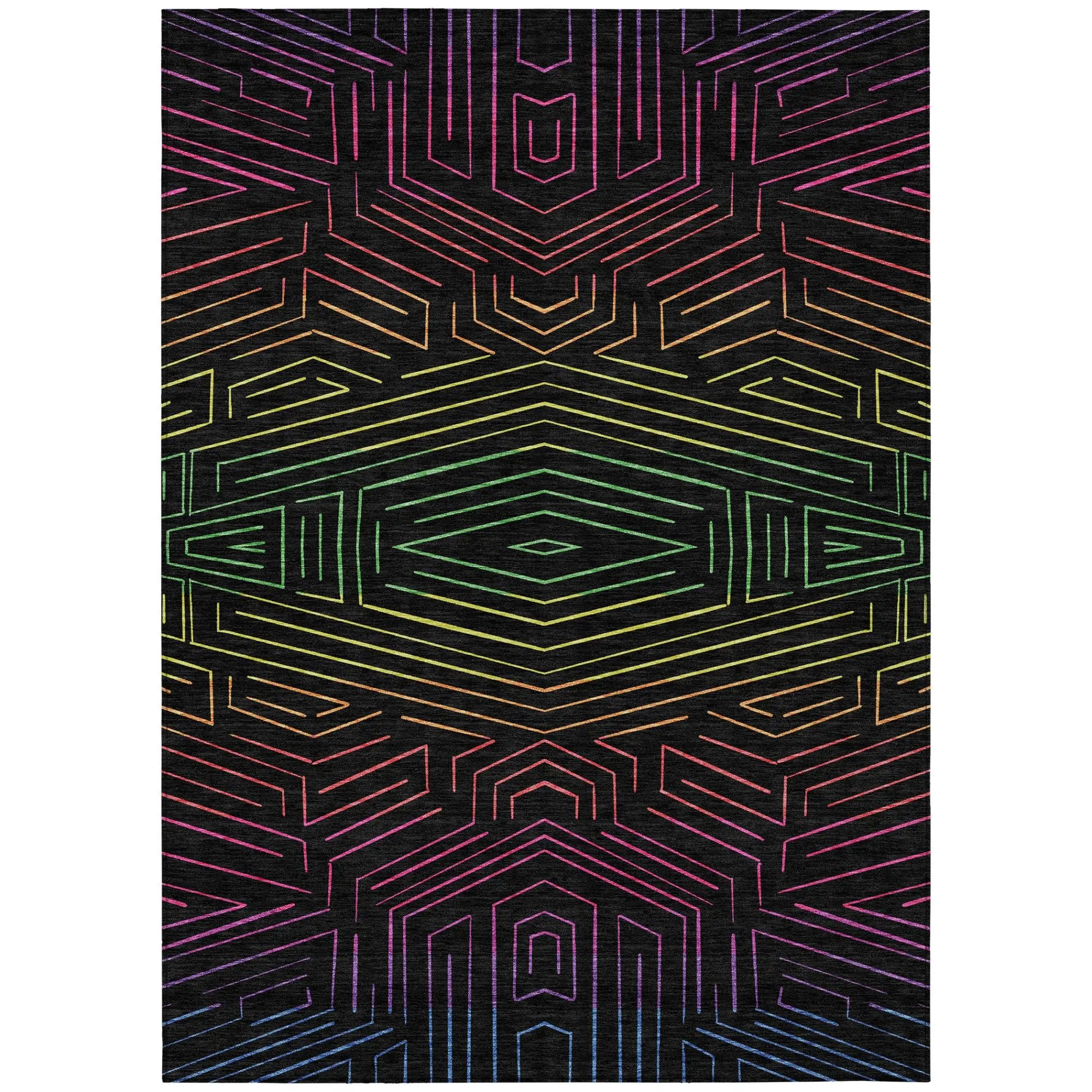 3' X 5' Black And Purple Geometric Washable Indoor Outdoor Area Rug Homeroots Outdoor