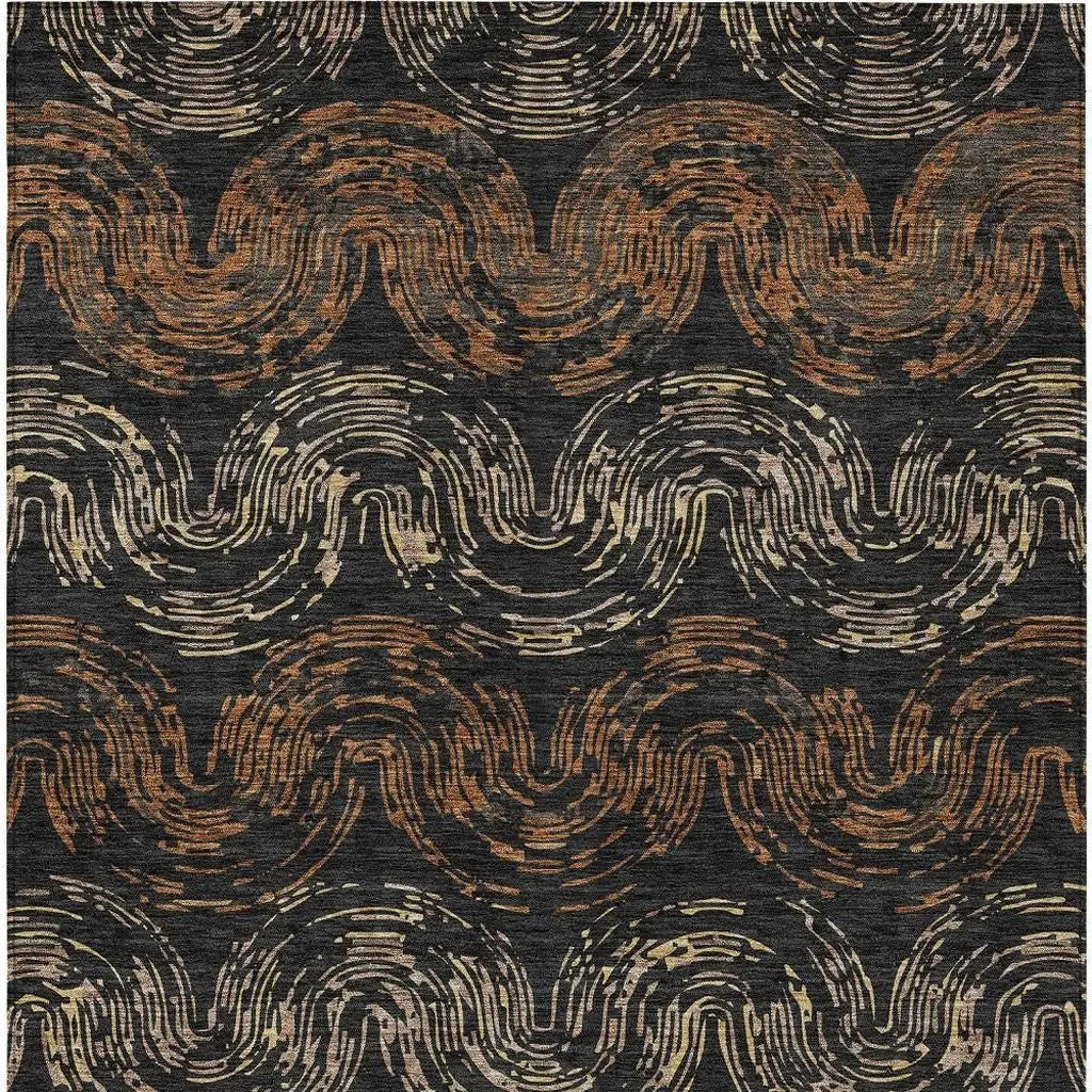 3' X 5' Black And Rust Abstract Washable Indoor Outdoor Area Rug Homeroots Outdoor