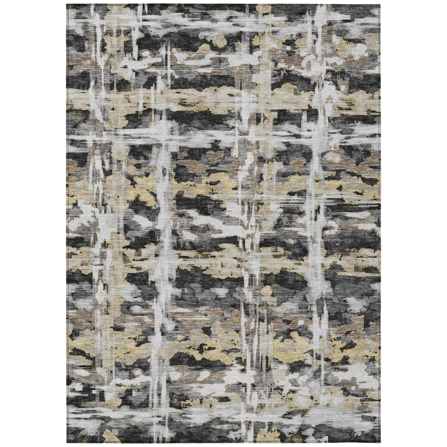 3' X 5' Black And Silver Abstract Washable Indoor Outdoor Area Rug Homeroots Outdoor