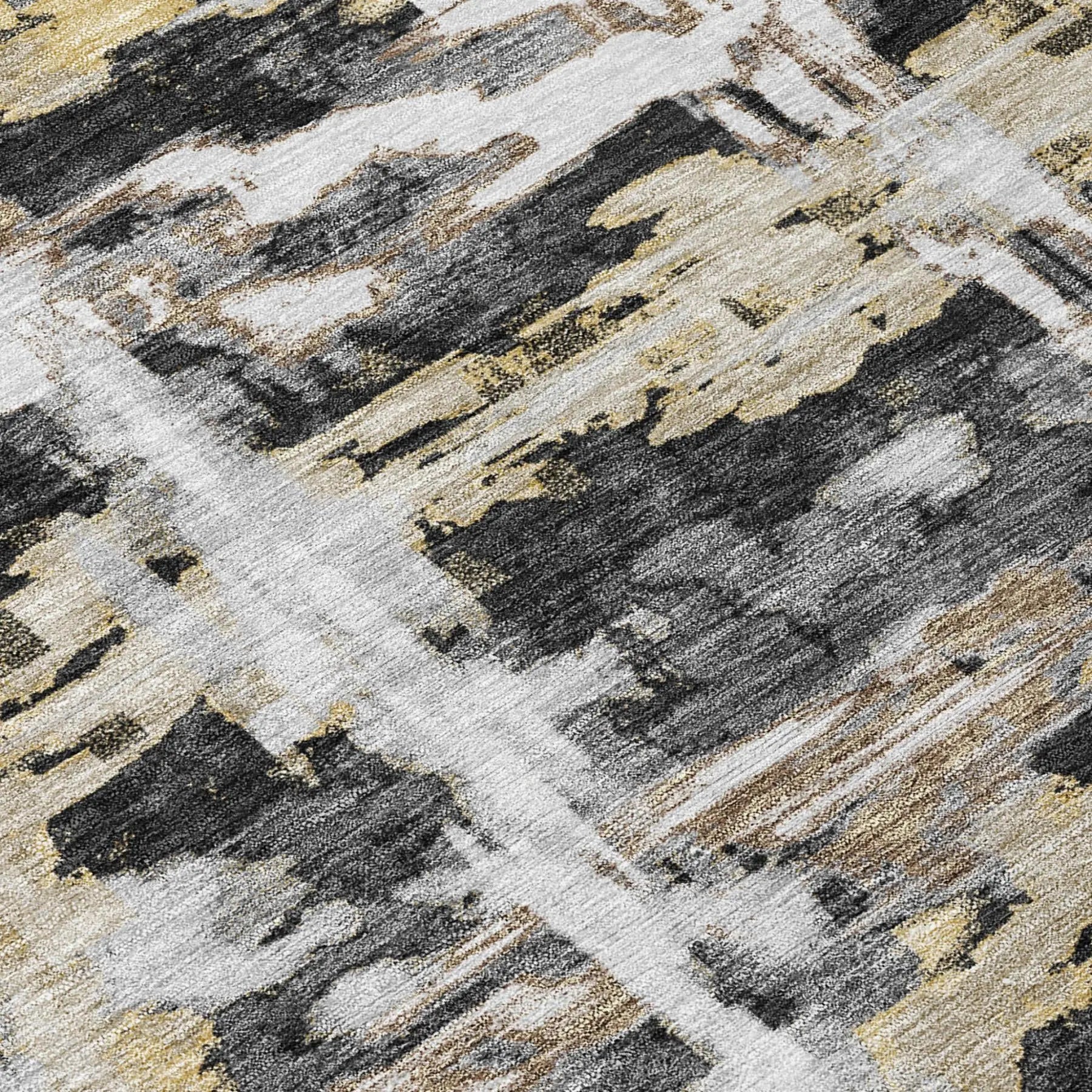 3' X 5' Black And Silver Abstract Washable Indoor Outdoor Area Rug Homeroots Outdoor