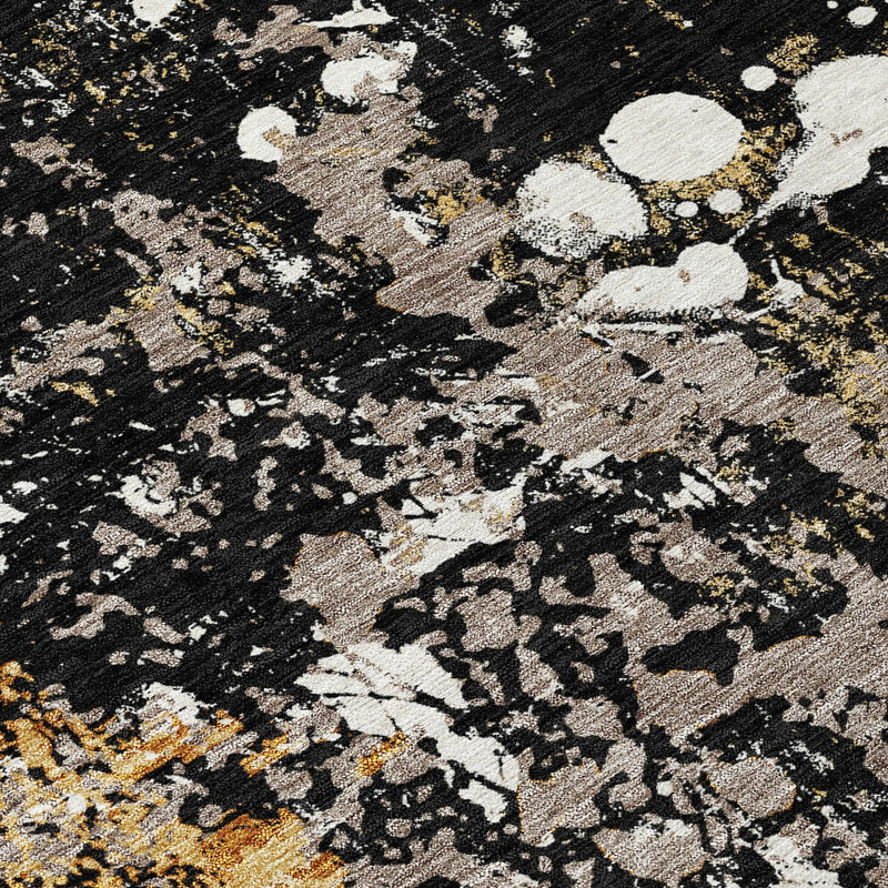 3' X 5' Black And Silver Abstract Washable Indoor Outdoor Area Rug Homeroots Outdoor