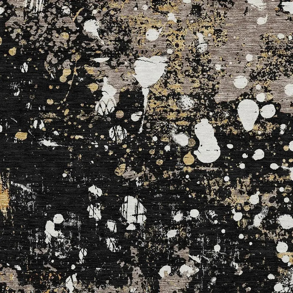 3' X 5' Black And Silver Abstract Washable Indoor Outdoor Area Rug Homeroots Outdoor