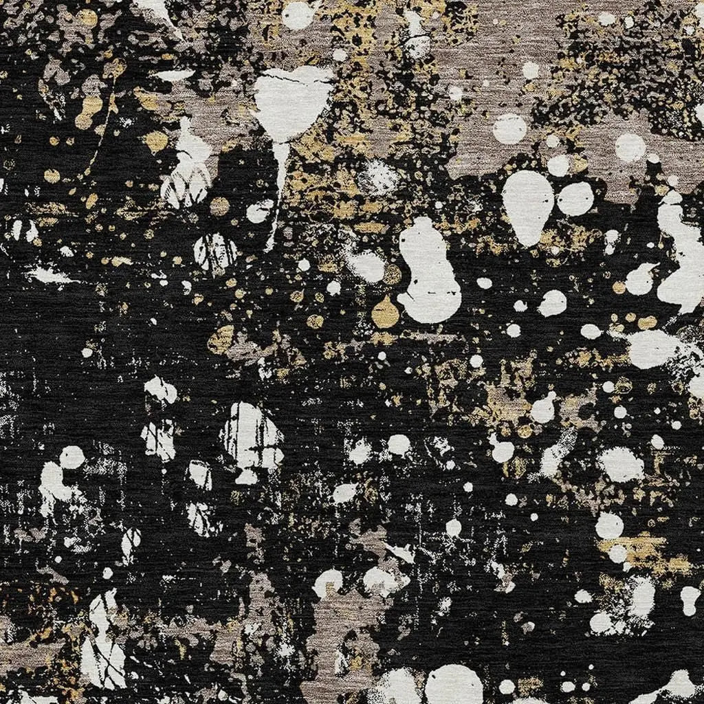 3' X 5' Black And Silver Abstract Washable Indoor Outdoor Area Rug Homeroots Outdoor