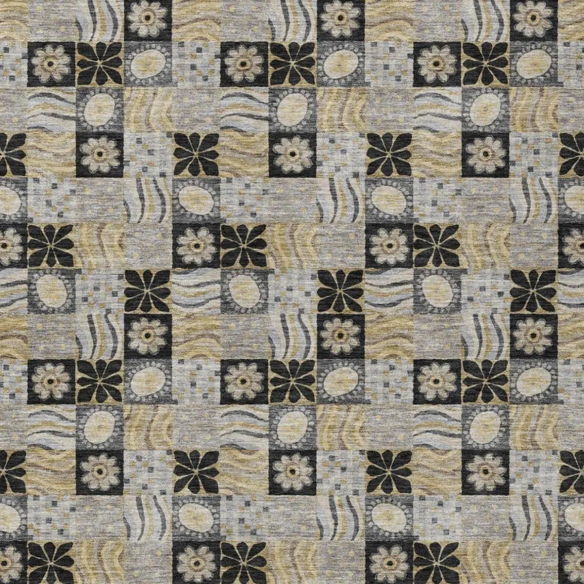 3' X 5' Black And Silver Floral Washable Indoor Outdoor Area Rug Homeroots Outdoor