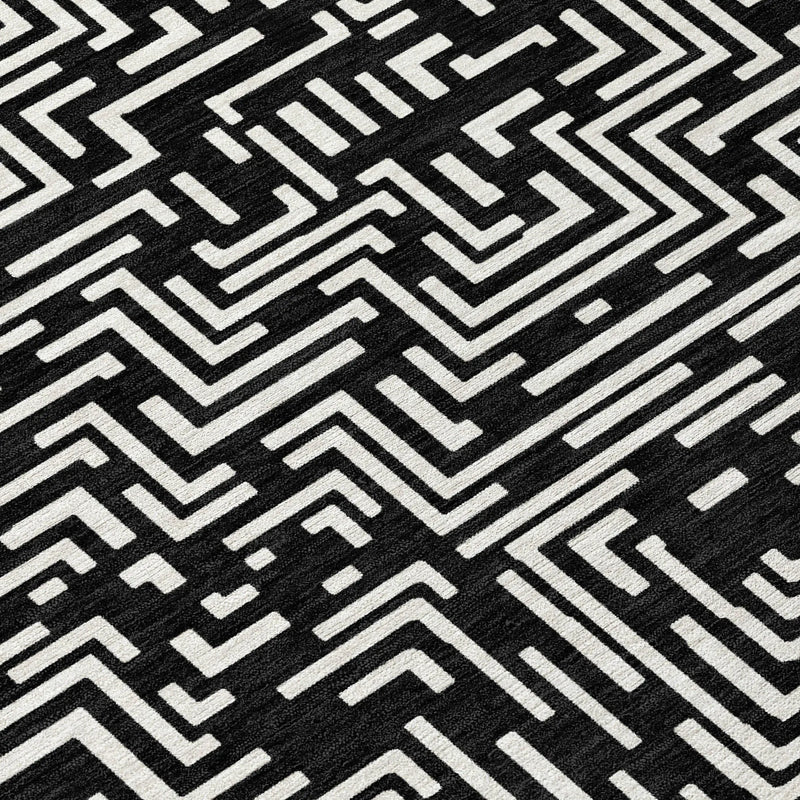 3' X 5' Black And Silver Geometric Washable Indoor Outdoor Area Rug Homeroots Outdoor
