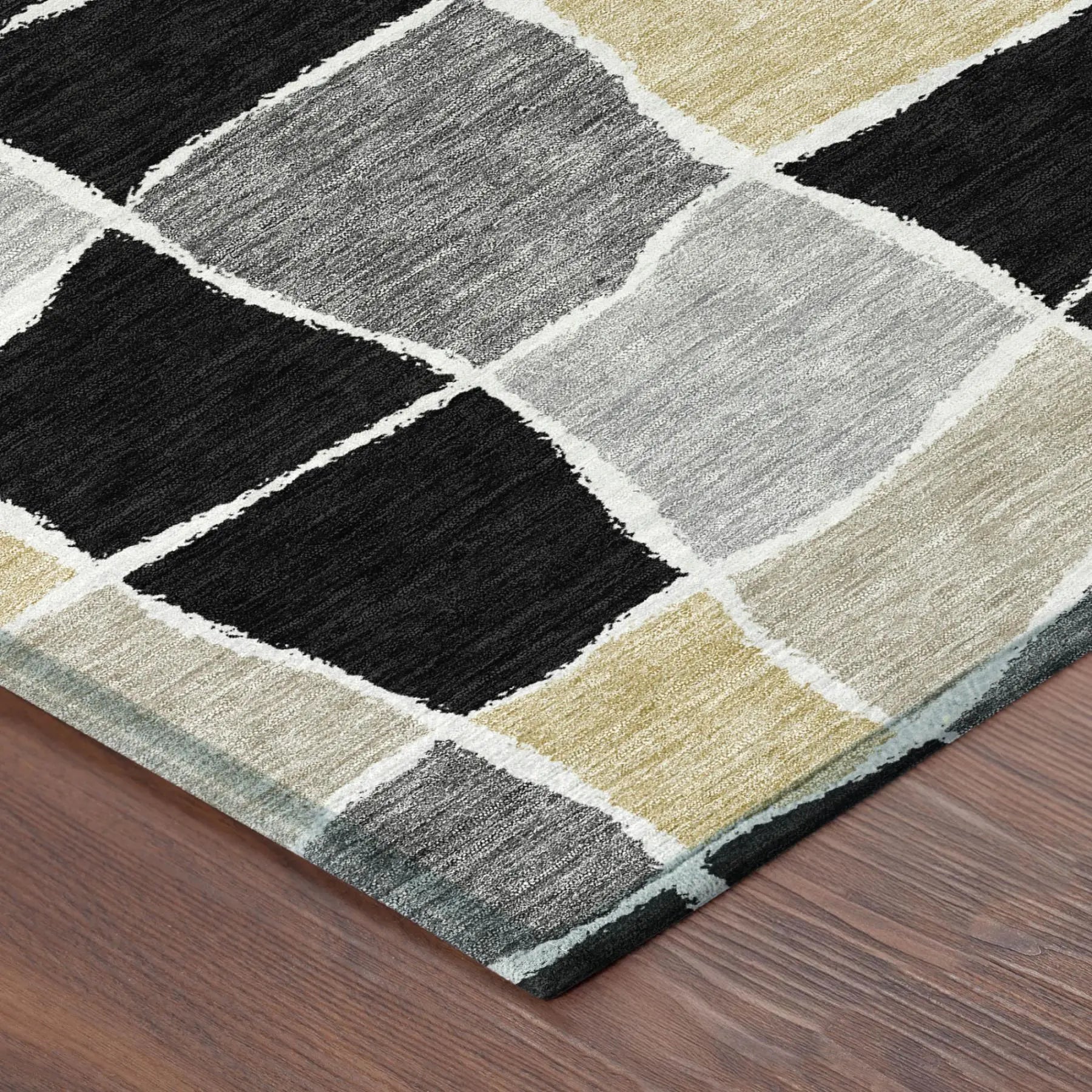 3' X 5' Black And Silver Geometric Washable Indoor Outdoor Area Rug Homeroots Outdoor