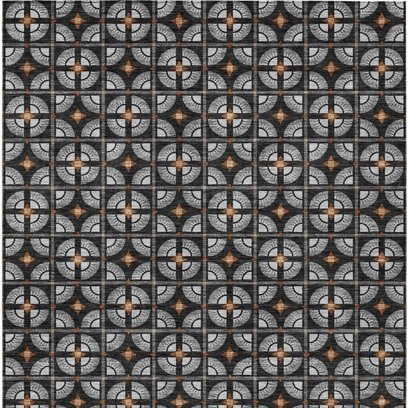 3' X 5' Black And Silver Geometric Washable Indoor Outdoor Area Rug Homeroots Outdoor