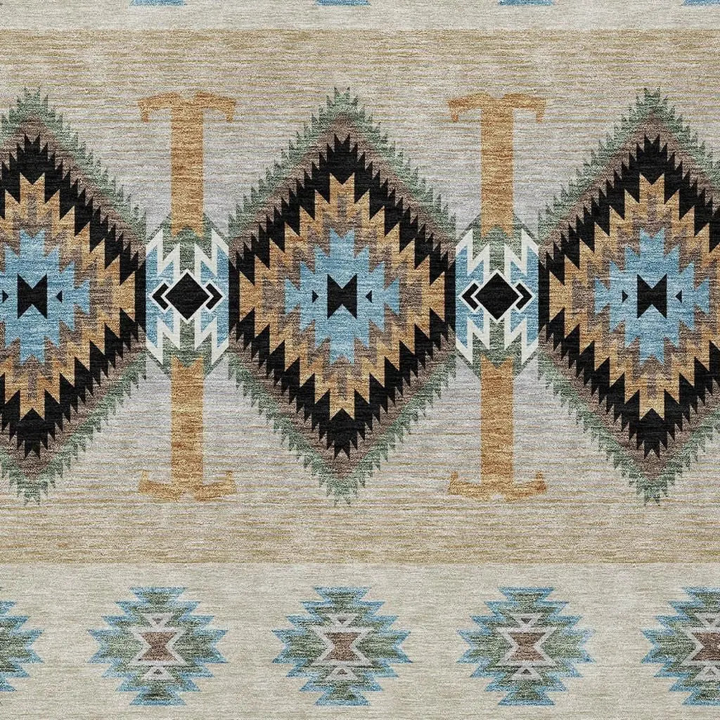 3' X 5' Black And Tan Southwestern Washable Indoor Outdoor Area Rug Homeroots Outdoor