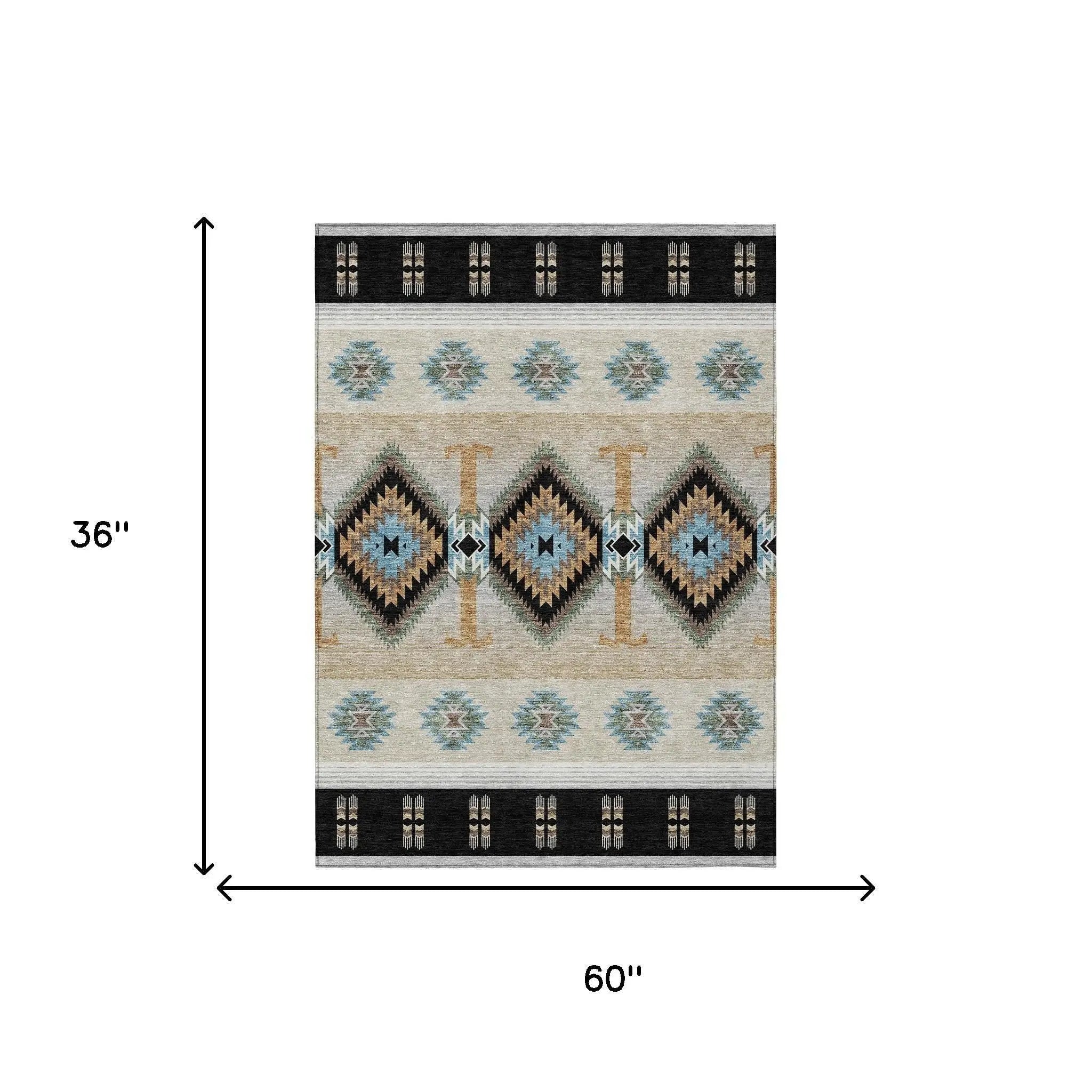 3' X 5' Black And Tan Southwestern Washable Indoor Outdoor Area Rug Homeroots Outdoor