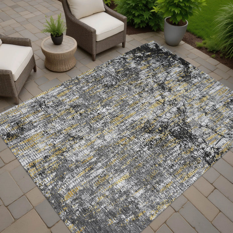 3' X 5' Black And Taupe Abstract Washable Indoor Outdoor Area Rug Homeroots Outdoor