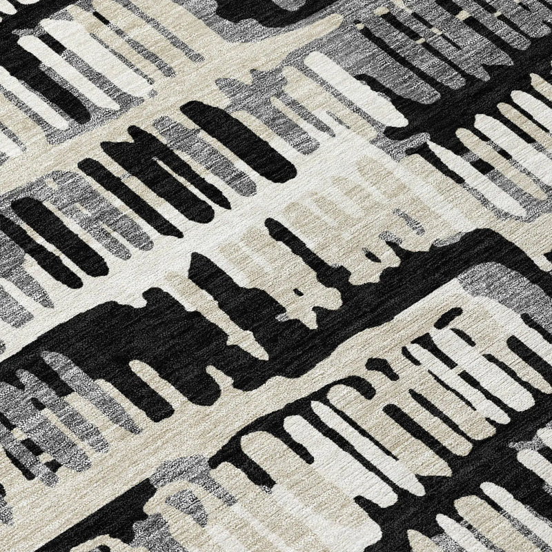 3' X 5' Black And Taupe Abstract Washable Indoor Outdoor Area Rug Homeroots Outdoor