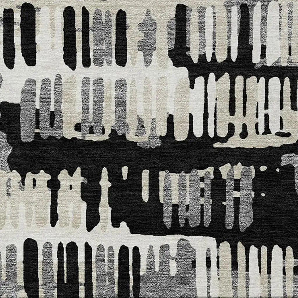 3' X 5' Black And Taupe Abstract Washable Indoor Outdoor Area Rug Homeroots Outdoor