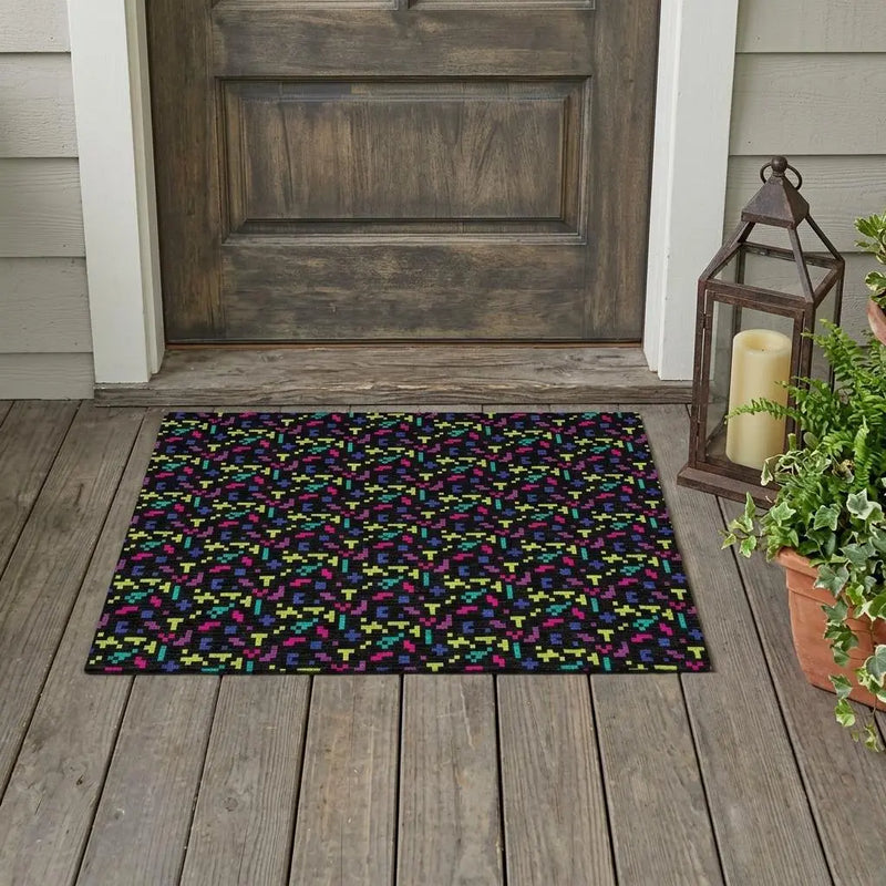 3' X 5' Black And Teal Blue Abstract Washable Indoor Outdoor Area Rug Homeroots Outdoor