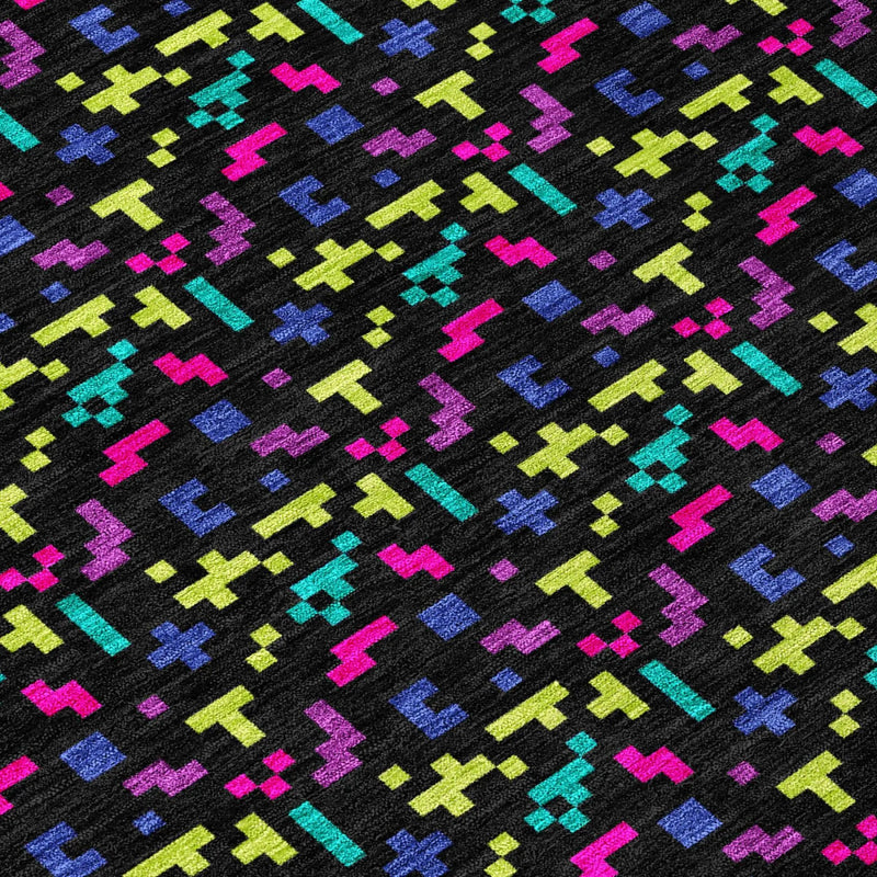 3' X 5' Black And Teal Blue Abstract Washable Indoor Outdoor Area Rug Homeroots Outdoor