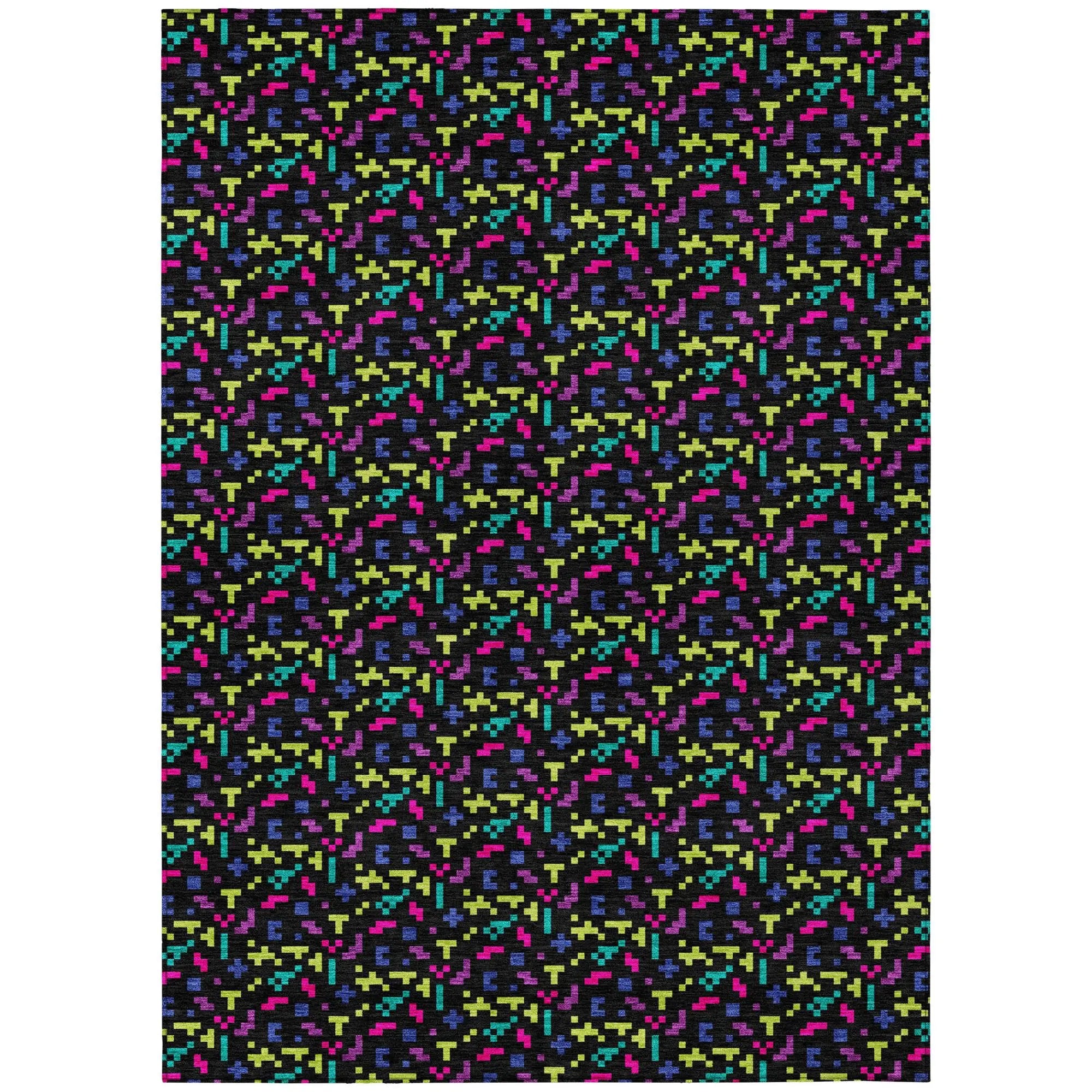 3' X 5' Black And Teal Blue Abstract Washable Indoor Outdoor Area Rug Homeroots Outdoor