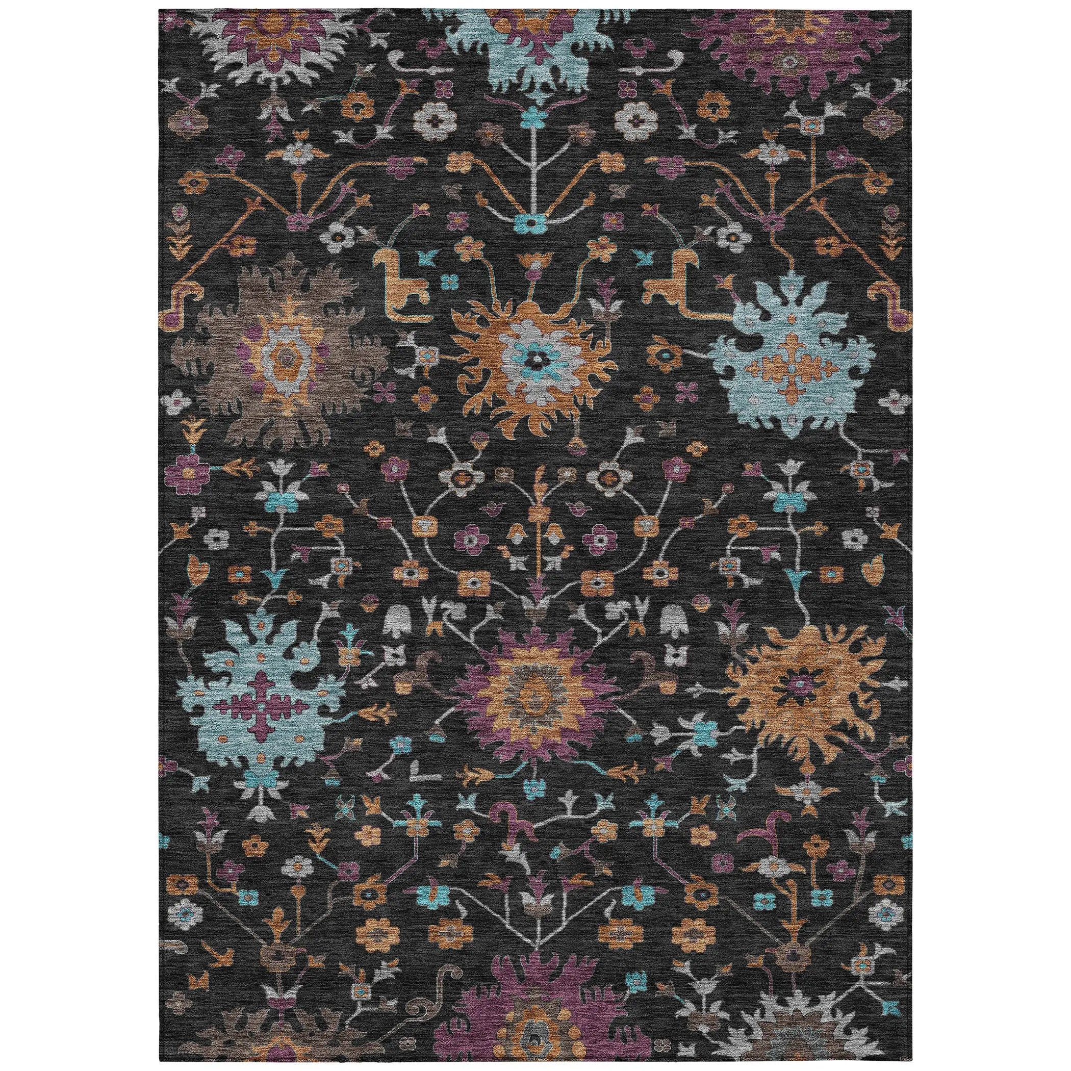3' X 5' Black And Teal Blue Faux Bois Washable Indoor Outdoor Area Rug Homeroots Outdoor