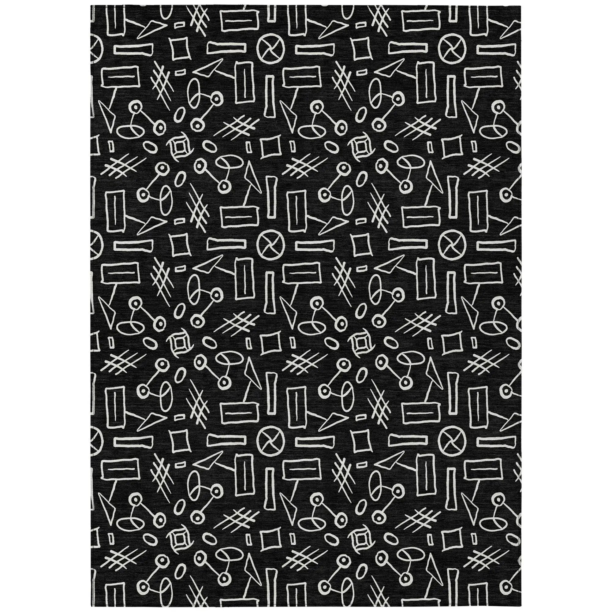 3' X 5' Black And White Geometric Washable Indoor Outdoor Area Rug Homeroots Outdoor