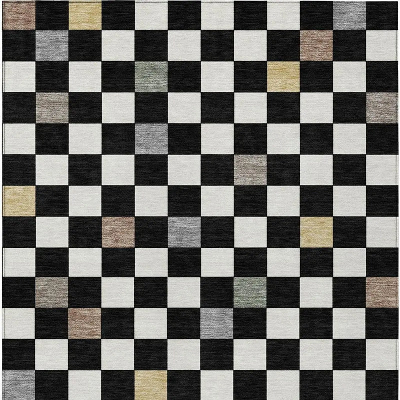 3' X 5' Black And Yellow Geometric Washable Indoor Outdoor Area Rug Homeroots Outdoor