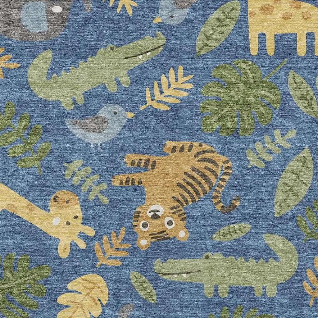 3' X 5' Blue And Beige Abstract Washable Indoor Outdoor Area Rug Homeroots Outdoor