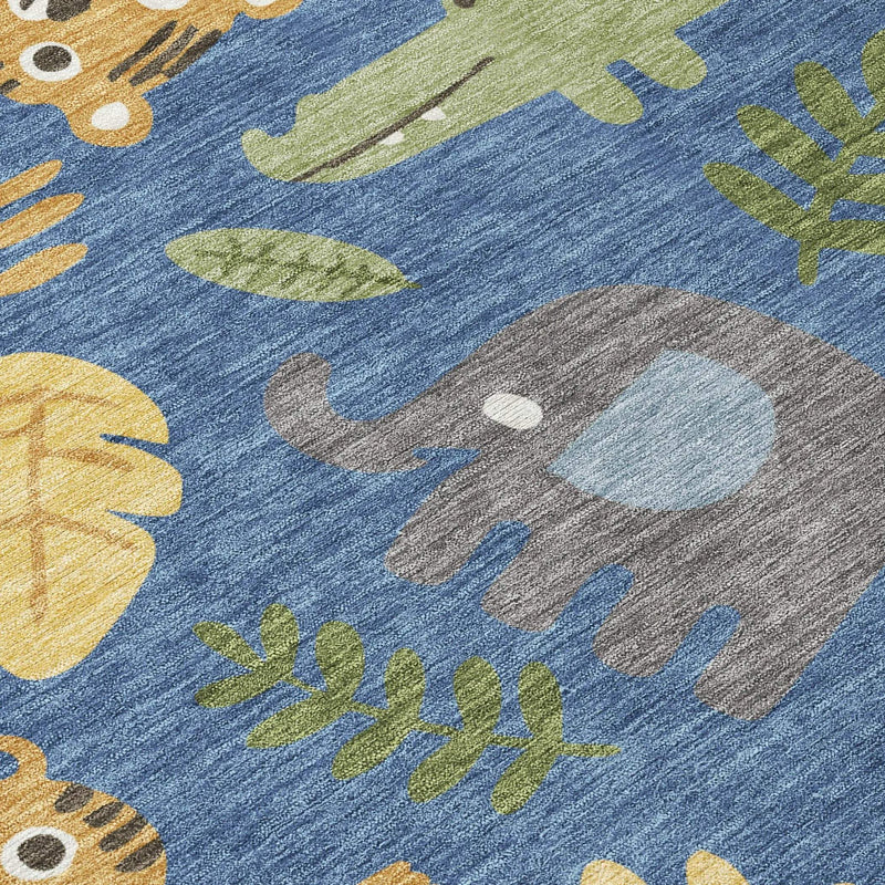 3' X 5' Blue And Beige Abstract Washable Indoor Outdoor Area Rug Homeroots Outdoor