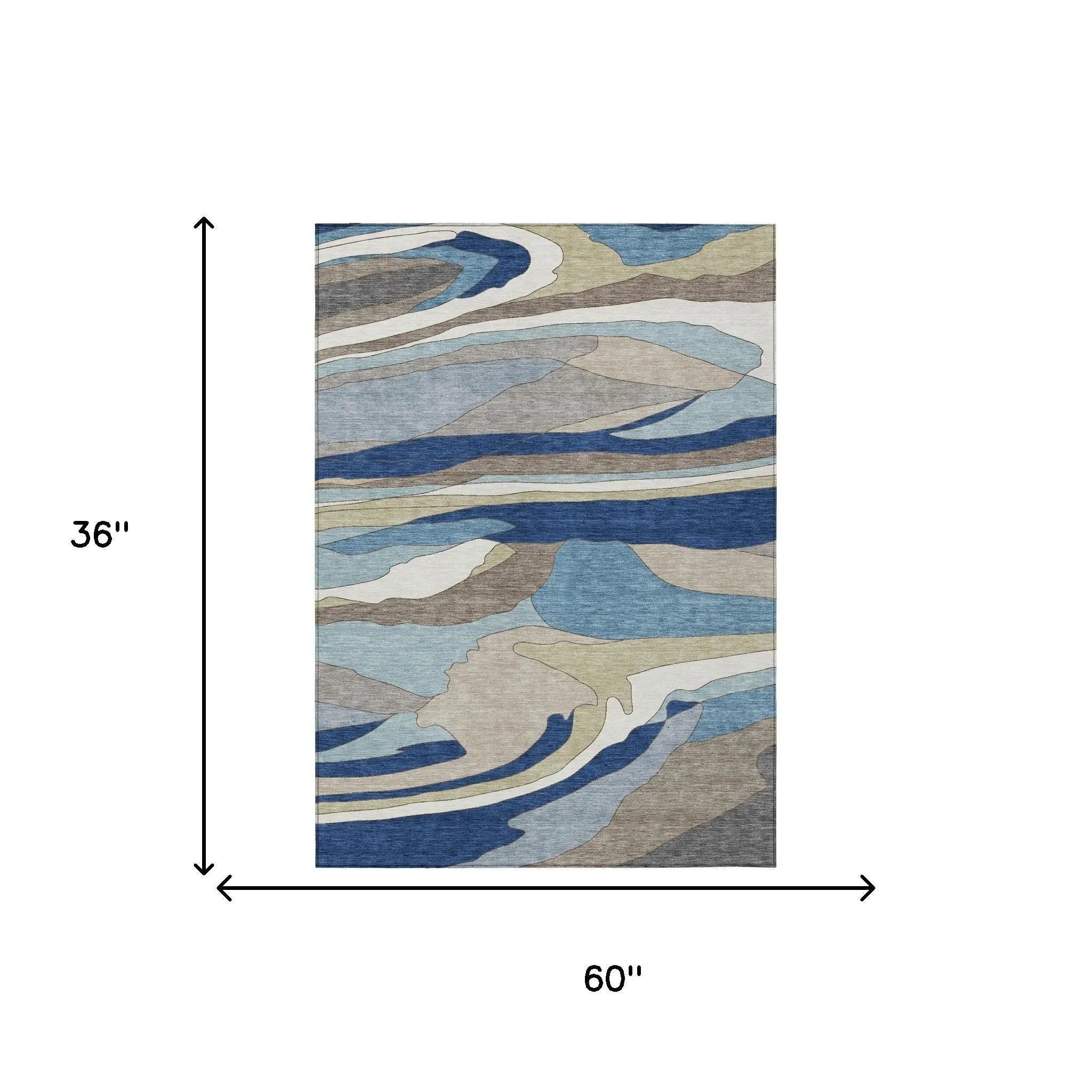3' X 5' Blue And Beige Abstract Washable Indoor Outdoor Area Rug Homeroots Outdoor