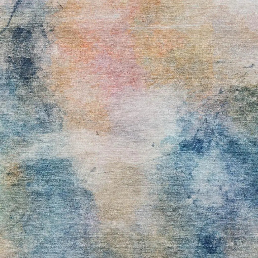 3' X 5' Blue And Beige Abstract Washable Indoor Outdoor Area Rug Homeroots Outdoor